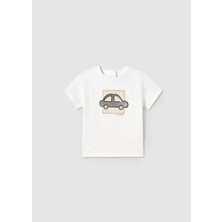 Mayoral Erkek Bebek Arabalı Tshirt Beyaz