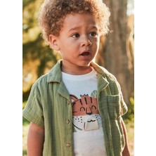 Mayoral Erkek Bebek Baskılı Tshirt Krem