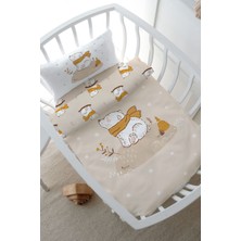 Tuğba Kuğu Anne Yanı Beşik Nevresim Takımı (60X100) - For Baby Serisi - Kahverengi Atkılı Ayı