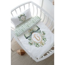 Tuğba Kuğu Anne Yanı Beşik Nevresim Takımı (60X100) - Green Royal Series - Ü Harfi