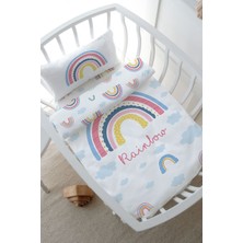 Tuğba Kuğu Anne Yanı Beşik Nevresim Takımı (60X100) - For Baby Serisi - Pembe Gökkuşağı