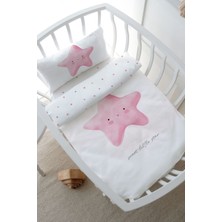 Tuğba Kuğu Park Yatak Nevresim Takımı (80 x 120) - Pure Baby Serisi - Pofuduk Pembe Yıldız
