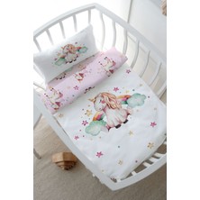 Tuğba Kuğu Anne Yanı Beşik Nevresim Takımı (60X100) - For Baby Serisi - Gökkuşaklı Unicorn