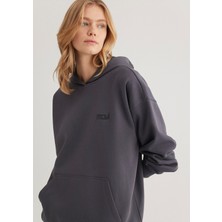 Mavi Mavi Logo Baskılı Kapüşonlu Antrasit Sweatshirt 1S10243-80932