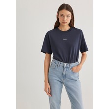 Mavi Mavi Logo Baskılı İnterlok Lacivert Tişört 1612829-85315