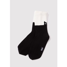 Mavi Kedi Baskılı Siyah Soket Çorap 1911913-900