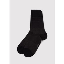 Mavi Mühür Logo Baskılı Siyah Soket Çorap 0911364-900