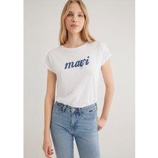 Mavi Mavi Logo Baskılı Beyaz Tişört 166422-620