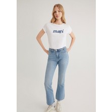 Mavi Mavi Logo Baskılı Beyaz Tişört 166422-620