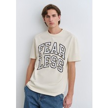 Mavi Fearless Baskılı Ekru Tişört 0612475-70055
