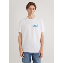 Mavi Mavi Baskılı Beyaz Tişört 0612468-620