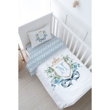 Tuğba Kuğu Bebek Boy Nevresim Takımı (100X150) - Blue Royal Series - M Harfi