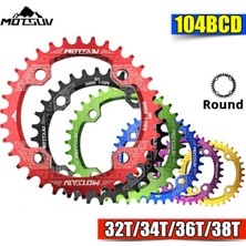 Huoxun Shop C Altın 34T Yuvarlak Stil Motsuv 104BCD Yuvarlak Dar Geniş Zincir Halkası Mtb Dağ Bisikleti Biciklet 104BCD Krank Takımı Dişli Plaka Parçası Bcd (Yurt Dışından)