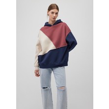 Mavi Color Block Kapüşonlu Sweatshirt 1S10170-70399