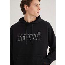 Mavi Mavi Logo Baskılı Kapüşonlu Siyah Sweatshirt 0S10196-900