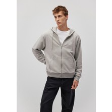 Mavi MVJNS Logo Baskılı Fermuarlı Kapüşonlu Gri Sweatshirt 0S10193-80196