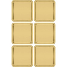 Toptanfoni Paslanmaz Çelik Gold Renk Sunum Tepsisi 21 X 21 Cm Çay Kahve Pasta Tatlı Servis Sunum Tepsisi 6 Adet