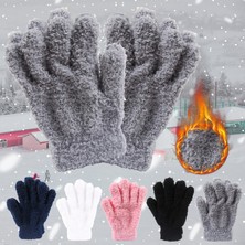 Liangduo Shop Beyaz Stil 2022 Tam Parmak Eldiven Sıcak Kalın Yumuşak Peluş Polar Bisiklet Eldiveni Sürüş Moda Kadın Erkek Kış Açık Eldivenler Bisiklet (Yurt Dışından)