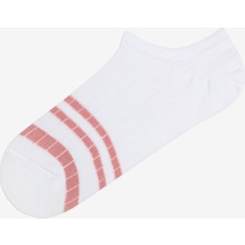 Rib Line Pembe Gri Beyaz 3lü Sneaker Çorap