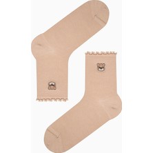 Bear Frill Beyaz Açık Pembe 2li Soket Çorap