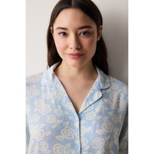 Penti Roses Gömlek Pantolon Açık Mavi Pijama Takımı