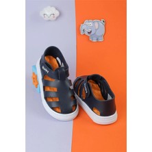 Moda Lime Unisex Lacivert Cırtlı Esnek Kaucuk Tabanlı Tam Ortapedik Dayanıklı Sneaker Çocuk Spor Sandalet