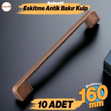 Badem10 Radus 10 Adet Antik Bakır Metal Kulp 160 mm Mobilya Çekmece Mutfak Dolabı Dolap Kulpları