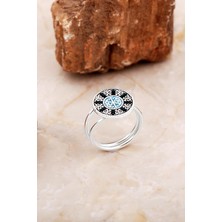 Sümer Telkari Anadolu Motifli Elişi Mineli Gümüş Yüzük 3764