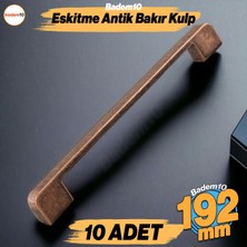 Badem10 Radus 10 Adet Antik Bakır Metal Kulp 192 mm Mobilya Çekmece Mutfak Dolabı Dolap Kulpları