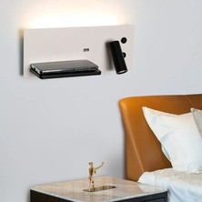 USB Şarj ve Kablosuz Şarjlı Yeni Nesil Modern Yatak Başı Armatürü 7 + 3 Watt Ledli Oynar Başlı Aplik