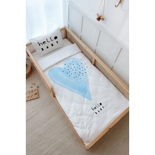 Tuğba Kuğu Montessori Nevresim Takımı (100 x 200) - Pure Baby Serisi - Mavi Romantik Kalp