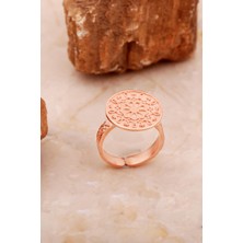 Sümer Telkari Anadolu Motifli Elişi Rose Gümüş Çiçek Yüzük 3769