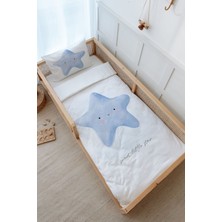 Tuğba Kuğu Montessori Nevresim Takımı (100 x 200) - Pure Baby Serisi - Pofuduk Mavi Yıldız