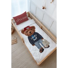 Tuğba Kuğu Montessori Nevresim Takımı (100 x 200) - Pure Baby Serisi - Sportmen Ayıcık