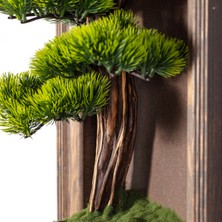 Timber Bonsai Tablaeu -3 - Masif Ahşap Çerçeveli 3 Boyutlu Yapay Ağaç Tablosu 33X60 cm
