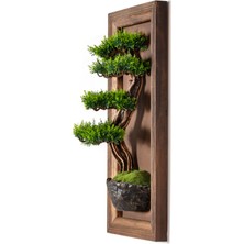 Timber Bonsai Tablaeu -1 - Masif Ahşap Çerçeveli 3 Boyutlu Yapay Ağaç Tablosu 33X60 cm