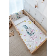 Tuğba Kuğu Montessori Nevresim Takımı (100 x 200) - For Baby Serisi - Hortumda Uyuyan Pembe Fil
