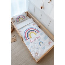 Tuğba Kuğu Montessori Nevresim Takımı (100 x 200) - For Baby Serisi - Pembe Gökkuşağı
