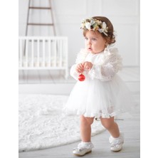 Arya Kız Bebek Tül Gelinlik Güpür Bebek Mevlüdü Doğum Günü Kına Prenses Tütü Elbise Romper