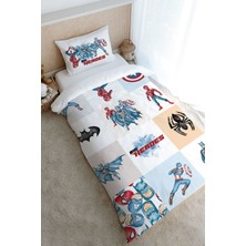 Tuğba Kuğu Tek Kişilik Nevresim Takımı (160X220) - Cartoon Serisi - Super Heroes Patchwork