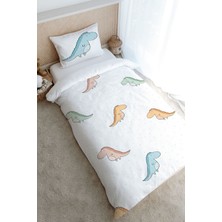 Tuğba Kuğu Tek Kişilik Nevresim Takımı (160X220) - Iconic Serisi - Renkli Dinozorlar