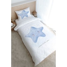Tuğba Kuğu Tek Kişilik Nevresim Takımı (160X220) - Pure Baby Serisi - Pofuduk Mavi Yıldız