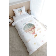 Tuğba Kuğu Tek Kişilik Nevresim Takımı (160X220) - Iconic Serisi - Pembe Uçan Balon