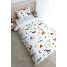 Tuğba Kuğu Tek Kişilik Nevresim Takımı (160X220) - Iconic Serisi - Renkli Geometrik Hayvanlar