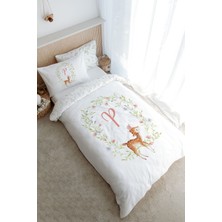 Tuğba Kuğu Tek Kişilik Nevresim Takımı (160X220) - Little Deer Series - P Harfi