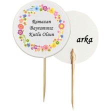 TM Tasarım Mağazası 20 Adet Dekoratif Çiçekli Ramazan Bayramınız Kutlu Olsun Baskılı Kürdan 6,5  cm