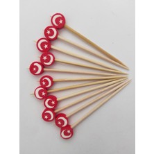 Beyhan Bayhan 100 Adet Dekoratif Ay Yıldızlı Boncuk Pasta Kürdanı 6,5  cm  - Boncuk 8 mm