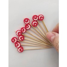 Beyhan Bayhan 100 Adet Dekoratif Ay Yıldızlı Boncuk Pasta Kürdanı 6,5  cm  - Boncuk 8 mm