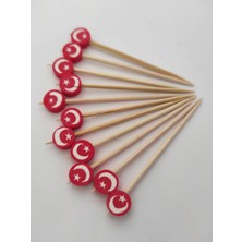 Beyhan Bayhan 100 Adet Dekoratif Ay Yıldızlı Boncuk Pasta Kürdanı 6,5  cm  - Boncuk 8 mm