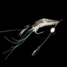Tabaş Fosforlu Silikon Karides Sahte Yem 4 (Beyaz/kırmızı/yeşil/sarı) Renk Set 6 gr 8 cm
